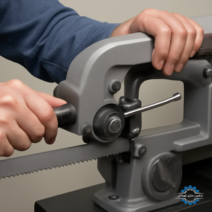 مرحله ۴: تعمیر و تنظیم تیغه و سیستم کشش اره صابونی